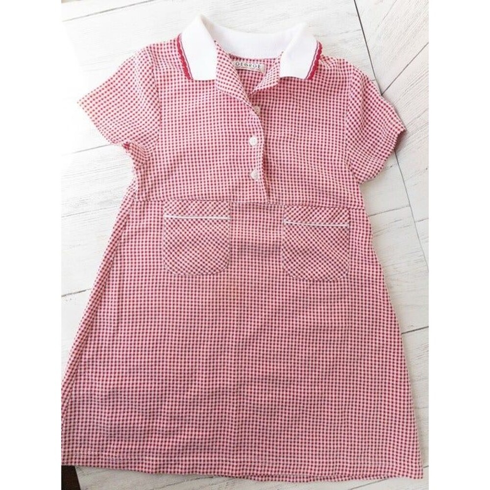 George Girls red and white gingham dress Sz 5-6